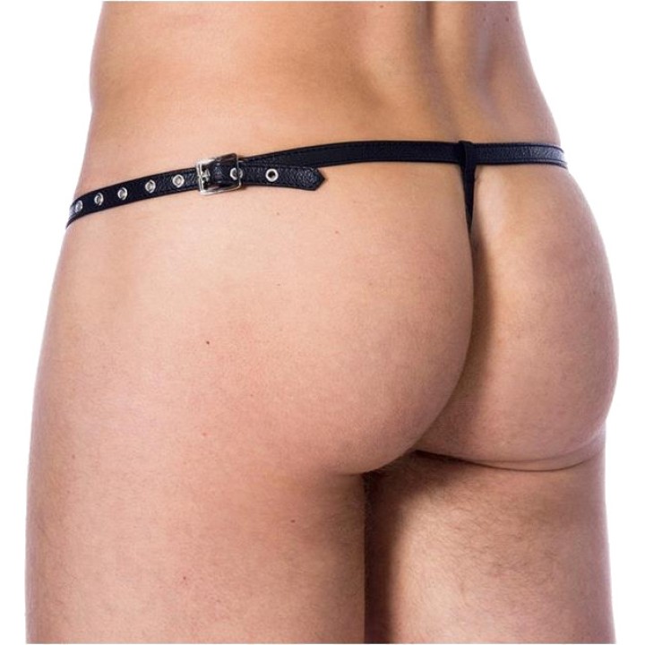 BONDAGE PLAY Men’s leather thong with zip R7307