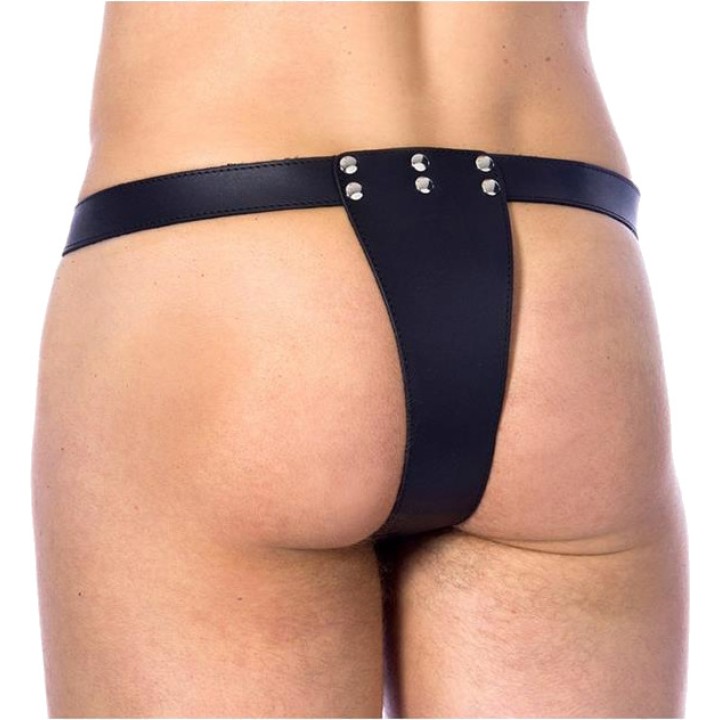 BONDAGE PLAY Cinto de castidade em couro com abertura