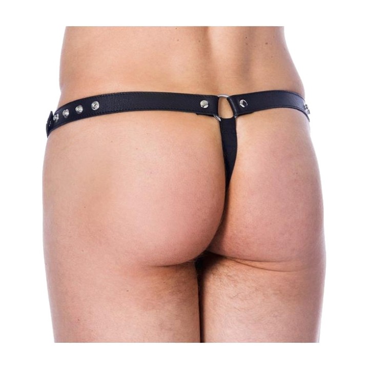 BONDAGE PLAY Men’s leather thong with penis opening R7297