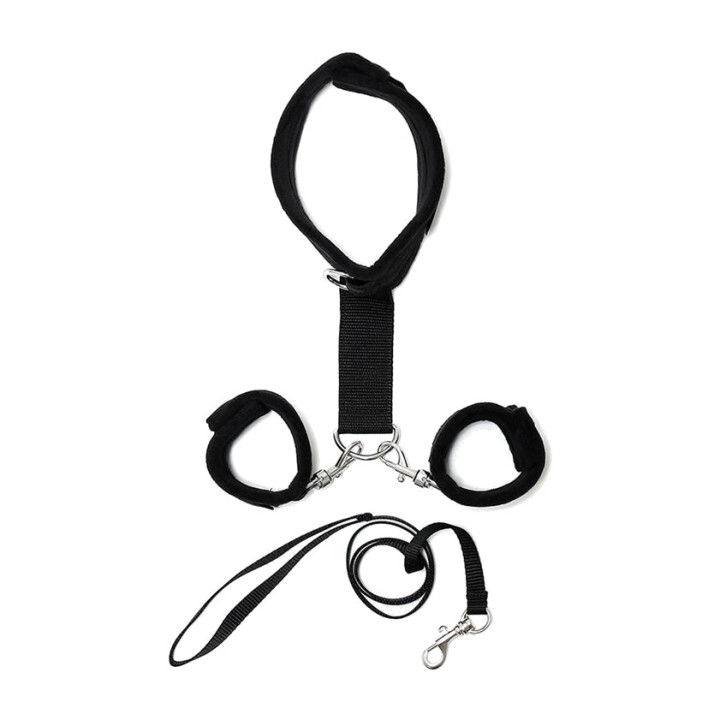 BONDAGE PLAY Coleira e algemas de nylon com correia amovível