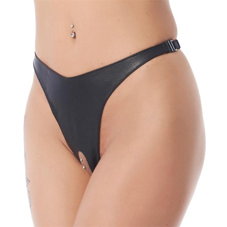 culotte ouverte en cuir avec boucle
