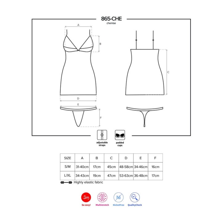 OBSESSIVE Semi-transparante chemise met string 865-CHE