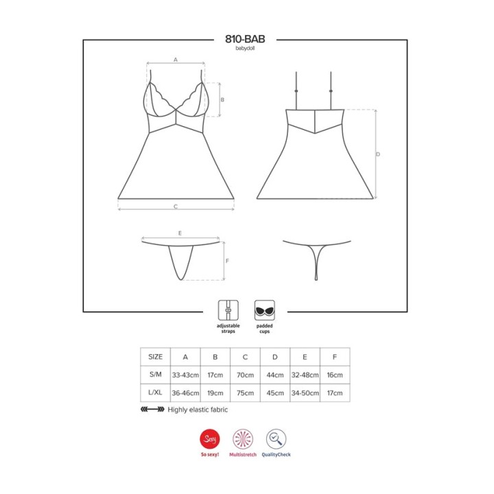 OBSESSIVE Pitsibabydoll tangalla 810-BAB OB-3919VAR