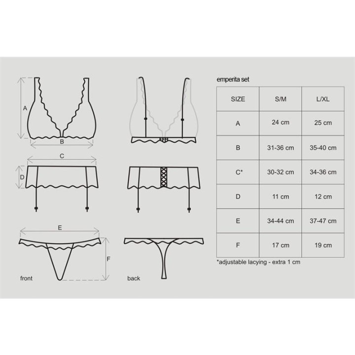 OBSESSIVE 3-teiliges Set mit BH, Strumpfhalter und String