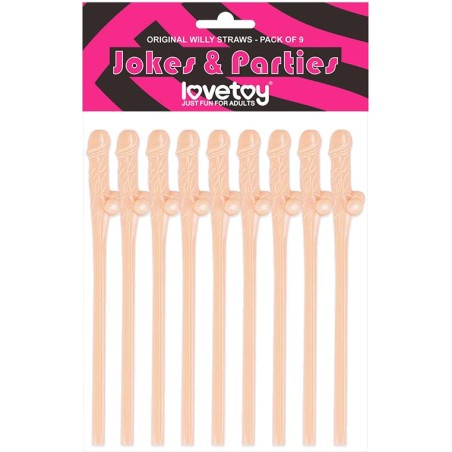 pack mit 9 penisförmigen strohhalmen 18.5 cm