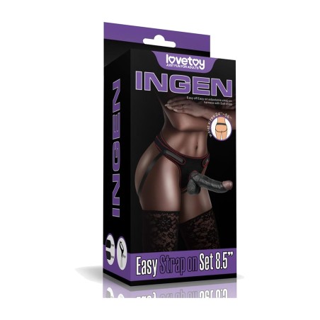adjustable strap-on harness with realistic dildo and testicles ingen 8.5"