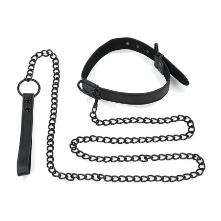 faux leather bondage collar with leash 129.5 cm