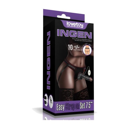 hevederrendszer vibrátoros dildóval, herékkel és távirányítóval ingen 7.5"