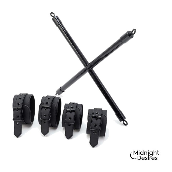 MIDNIGHT DESIRES Rigid cross-shaped spreader bar with cuffs