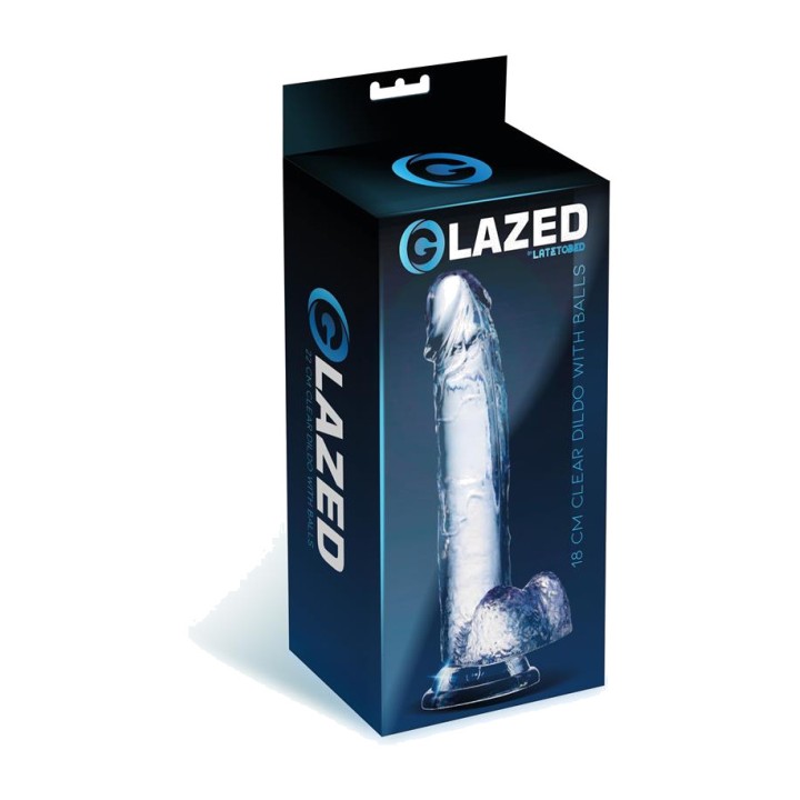 GLAZED Dildo realista amb testicles de material cristal·lí