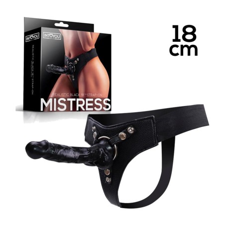 elastický postroj so silikónovým dildom mistress 18 cm