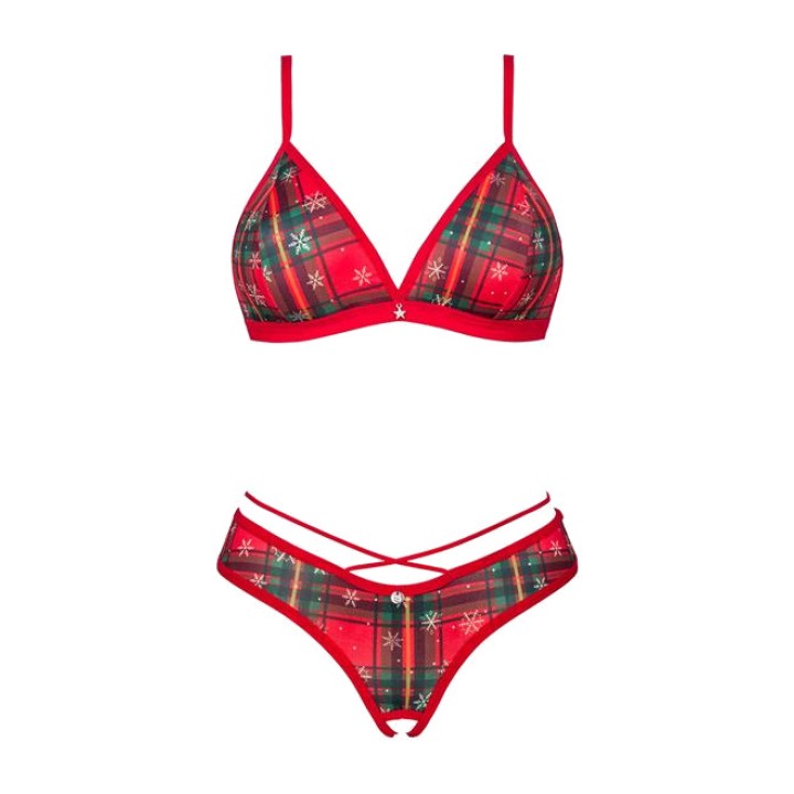 OBSESSIVE Conjunto de Natal com soutien de copas abertas e