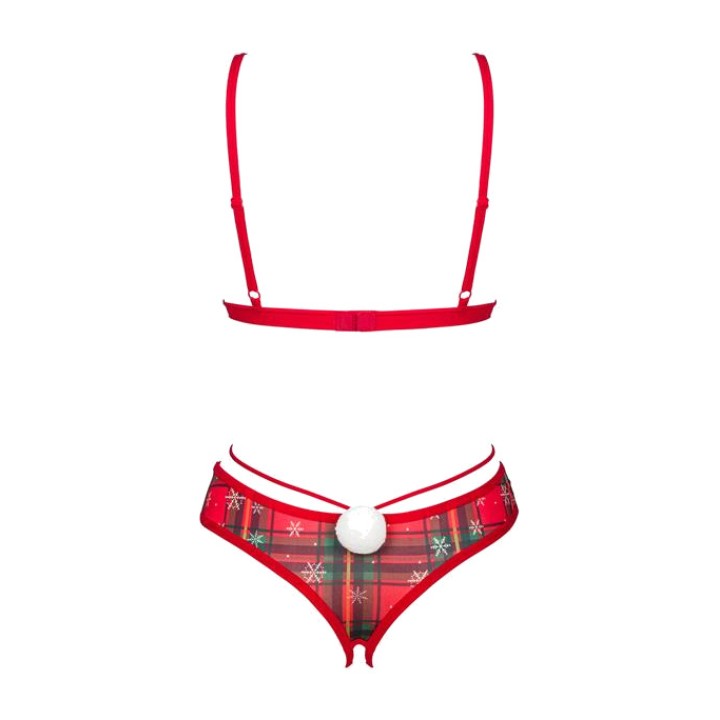 OBSESSIVE Set natalizio con reggiseno a coppe aperte e slip