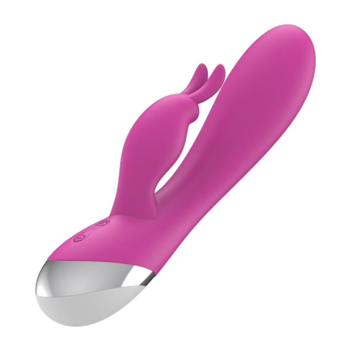 A-GUSTO Rechargeable silicone dual rabbit vibrator with 10
