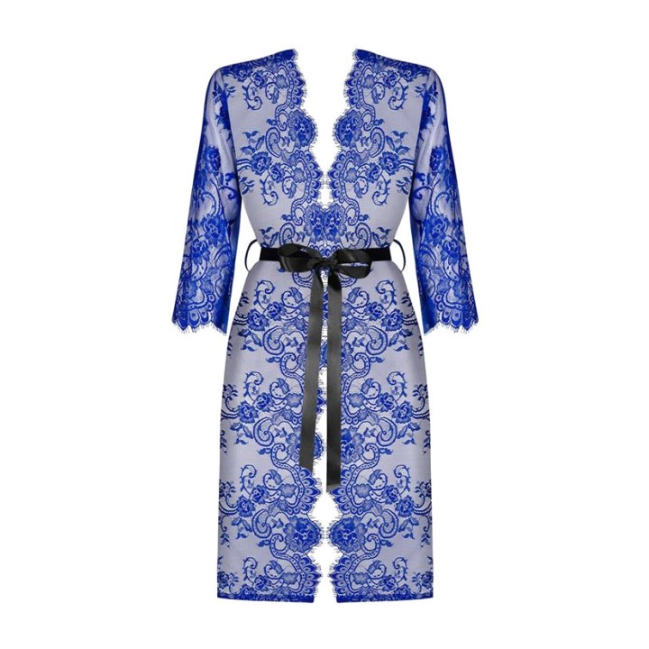 OBSESSIVE Kimono din dantelă cu mâneci lungi COBALTESS