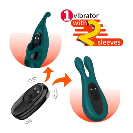 set teasing de vibrador y fundas de 2 piezas