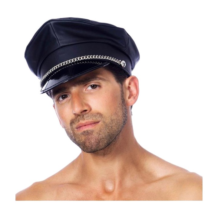 BONDAGE PLAY Gorra de policia de pell sintètica amb cadena
