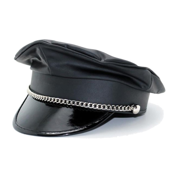 BONDAGE PLAY Műbőr rendőrsapka lánccal R8049.4VAR