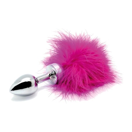 plug anal en acier avec pompon de plumes 73 mm