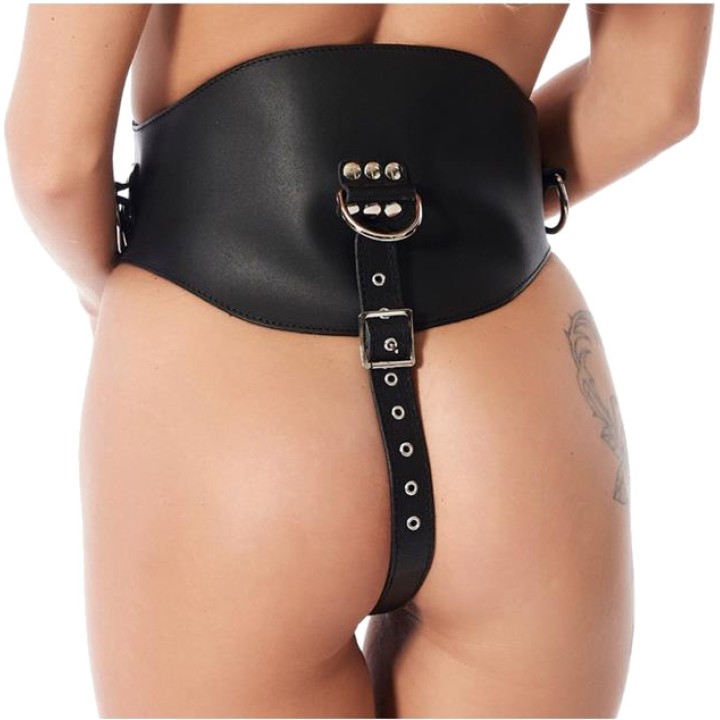 BONDAGE PLAY Corpete de couro com dildo de látex CORSET