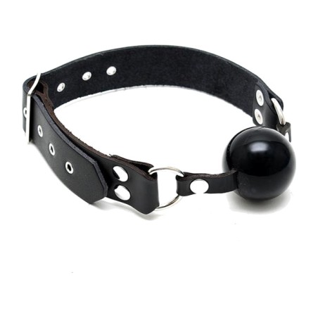 bâillon boule en silicone avec large sangle en cuir 44 mm