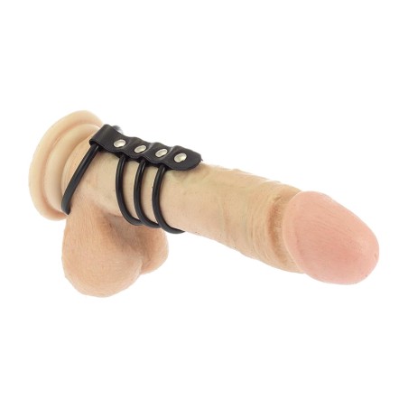 kožený pás so 4 gumovými krúžkami na penis