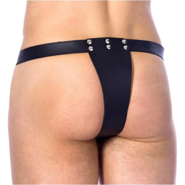 BONDAGE PLAY Kožený pás cudnosti s otvorem R7339