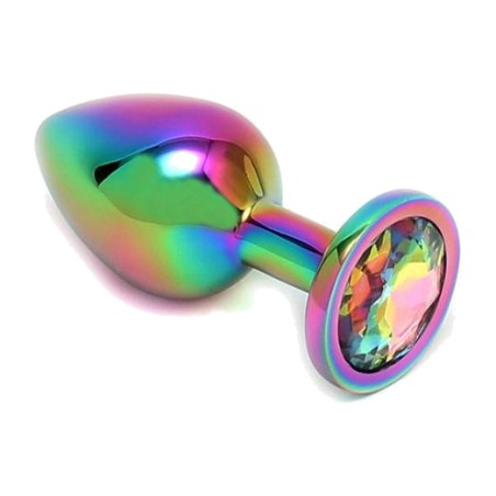 plug anal de metal com joia rainbow
