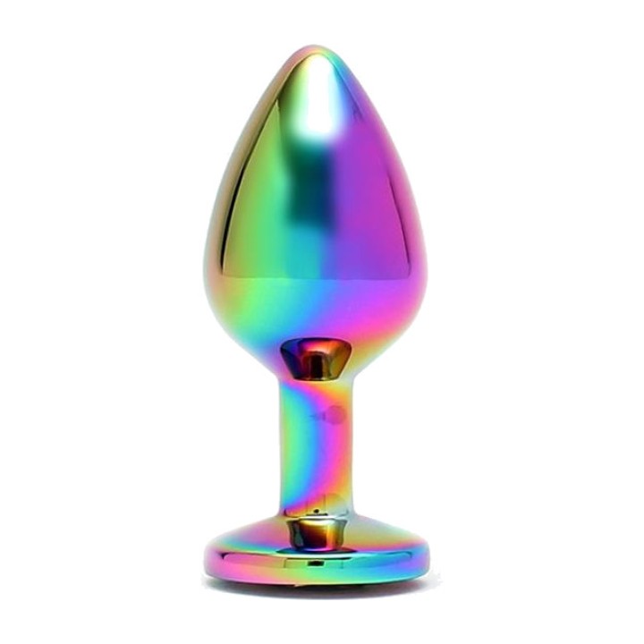 BONDAGE PLAY Kovový análny kolík s drahokamom RAINBOW R2580