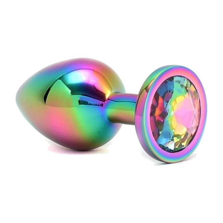 BONDAGE PLAY Kovový análny kolík s drahokamom RAINBOW R2580