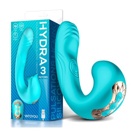 vibrator med pulsering och klitorisstimulerande tunga, med 3 motorer hydra