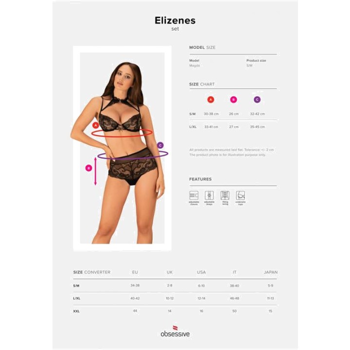 OBSESSIVE 2-delige set met halterbeha en kanten string