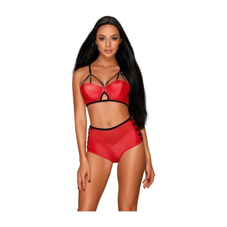 completo 2 pezzi con reggiseno e shorts effetto bagnato leatheria