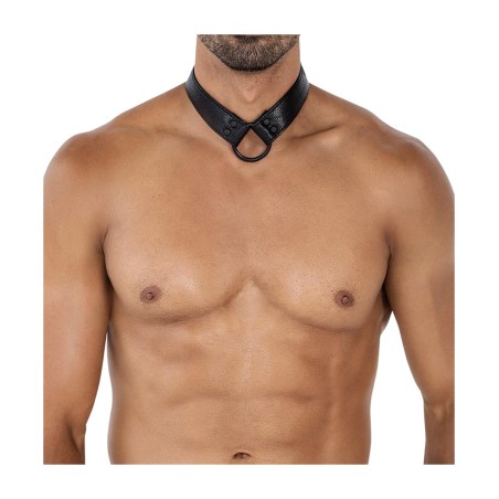 collar con correa y anillo para el pene bl4ck08-blackleatherlike
