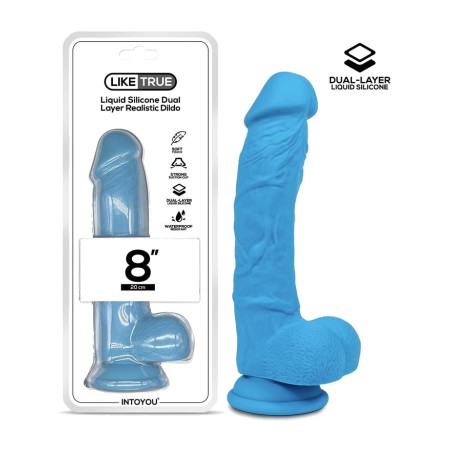 realistic double-layer liquid silicone dildo 8"