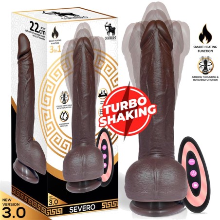 realistisk vibrator med turbovibration, thrusting og varmeeffekt severo 22 cm