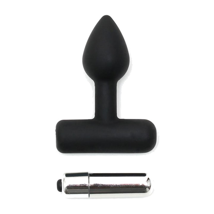LATEX PLAY Analplug aus Silikon mit Vibrationsbullet 24 MM