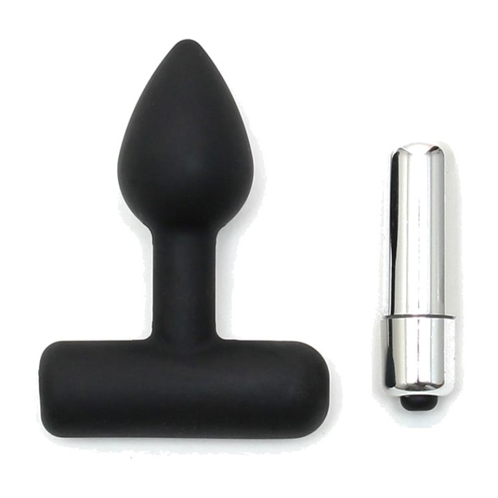 LATEX PLAY Analplugg i silikon med vibrerande kula 24 MM