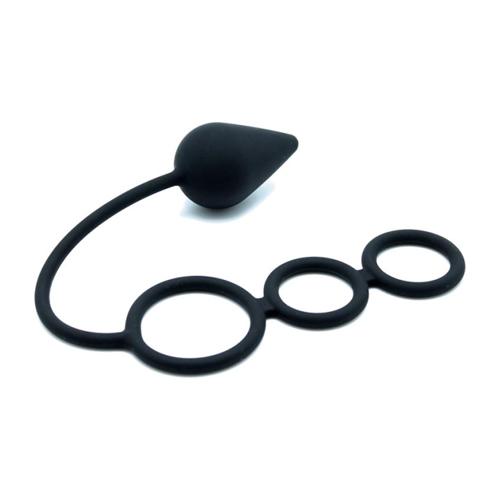 LATEX PLAY Plug anal com anéis para pénis e testículos