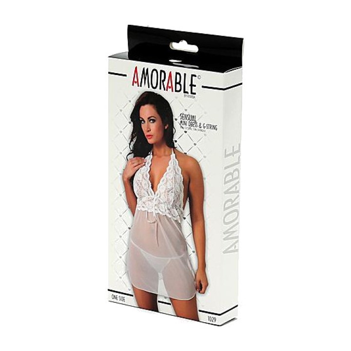 AMORABLE Mini-robe semi-transparente avec décolleté en V et