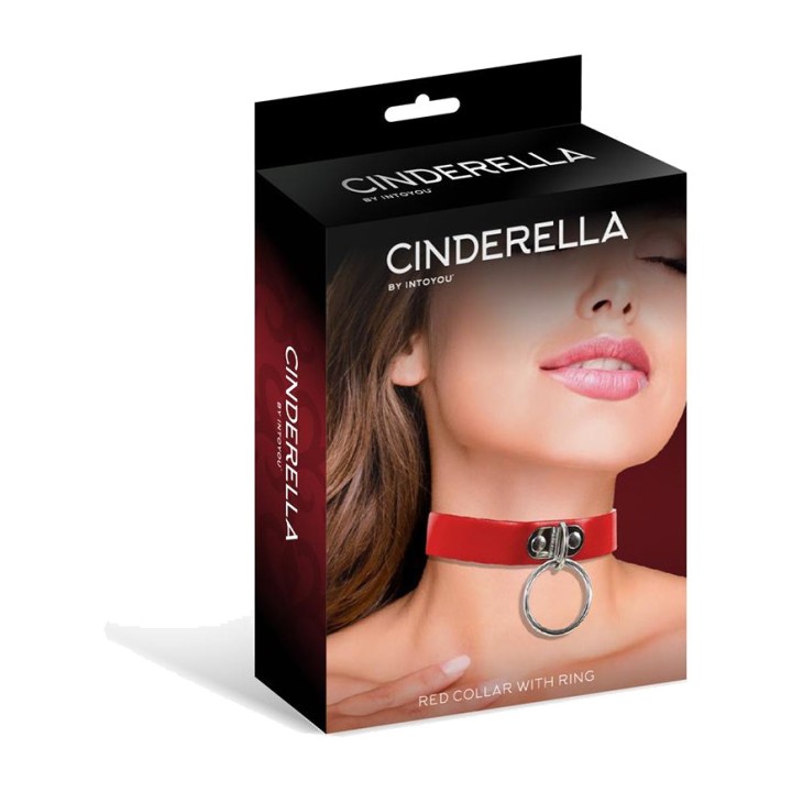 CINDERELLA Coleira de couro vegano com argola CR-909VAR