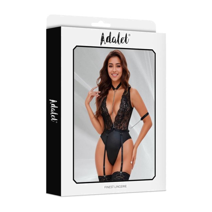 ADALET LINGERIE Body de randa amb lligues i cadenes RUBY