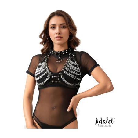 vegan leather bra with chains zaira
