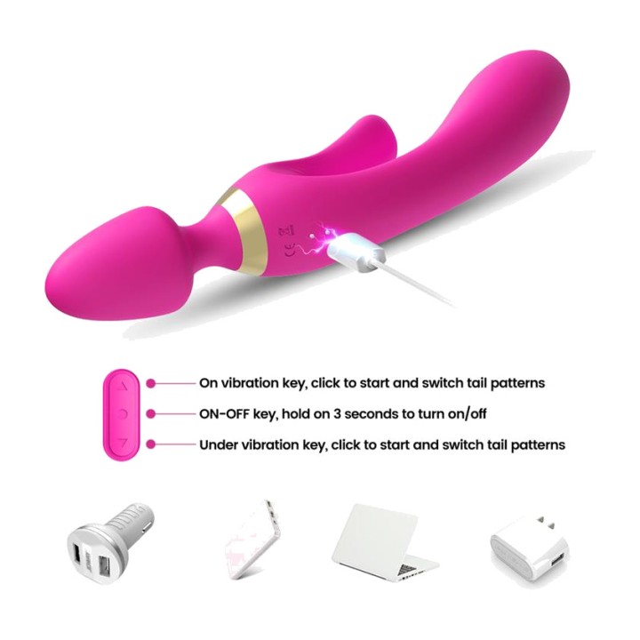 URBAN SKY Dobbeltendet massageapparat og rabbit-vibrator