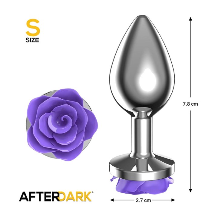 AFTERDARK Plug anal de metal con rosa en la base ROSE AD-560VAR