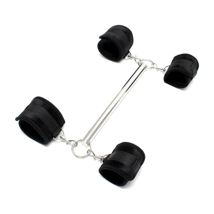 BONDAGE PLAY Barra separadora com 4 algemas de velcro 30 CM