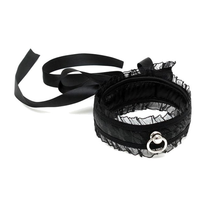 BONDAGE PLAY Nylonhalsbånd med satinsløjfe R8124VAR