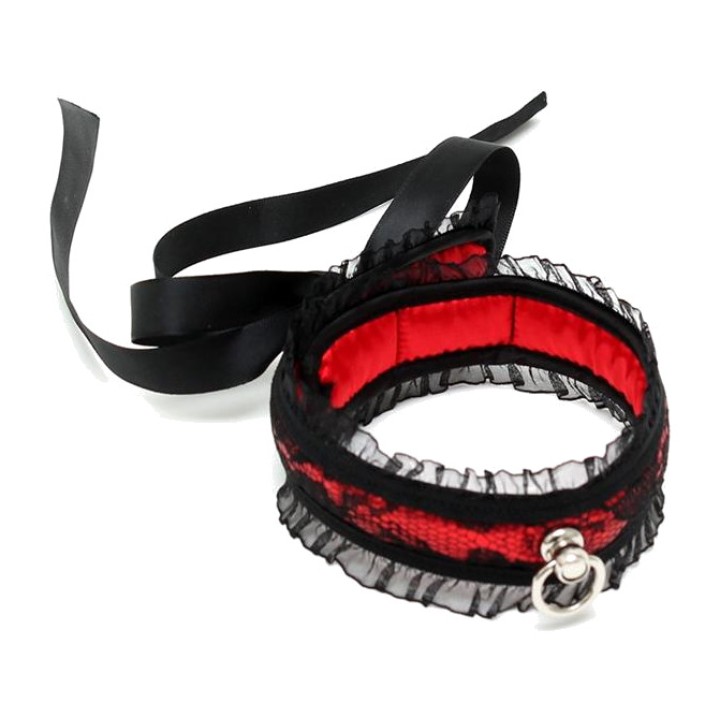 BONDAGE PLAY Guler din nailon cu fundă de satin R8124VAR