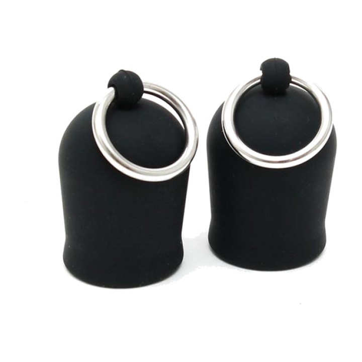 BONDAGE PLAY Silicone nipple suction cups with rings R8098