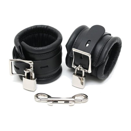 čalúnené kožené putá na členky so zámkami 7 cm
